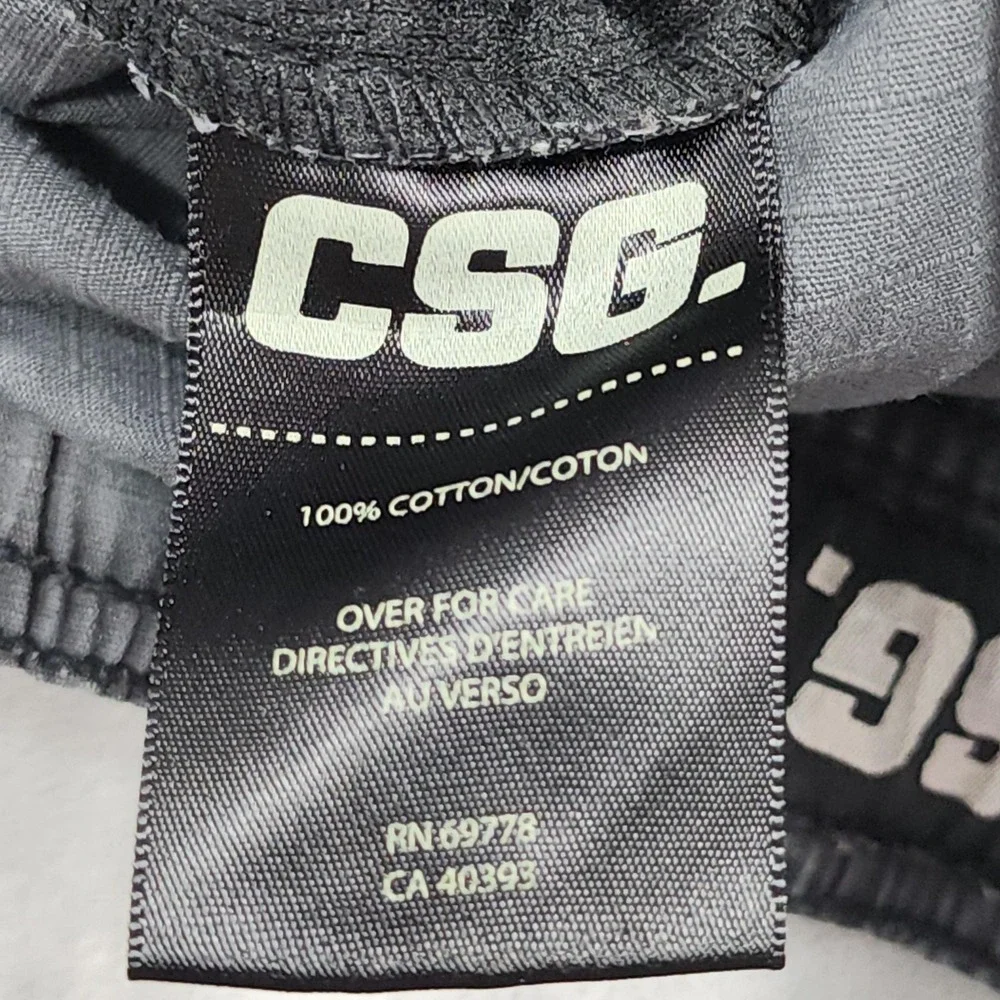 CSG Pants Mens L Gray Camo Woven Jogger Elastic Waist Pockets Casual Athletic